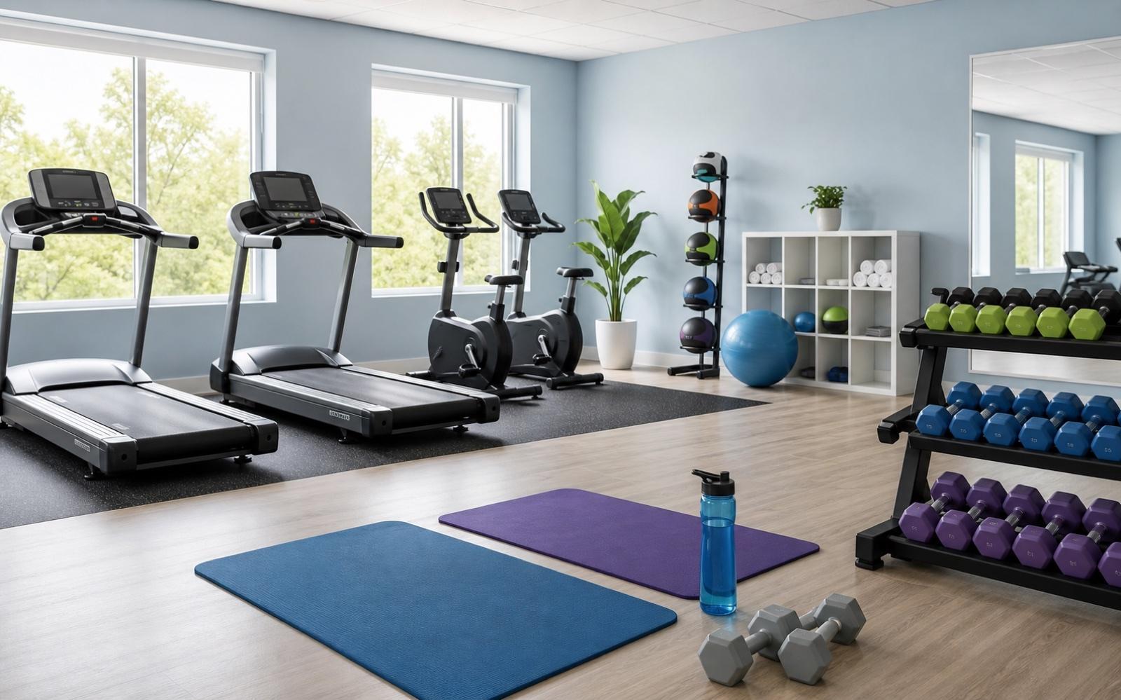 A person doing a simple workout in a community gym