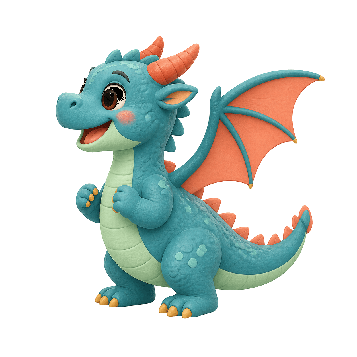 A friendly dragon with a happy face