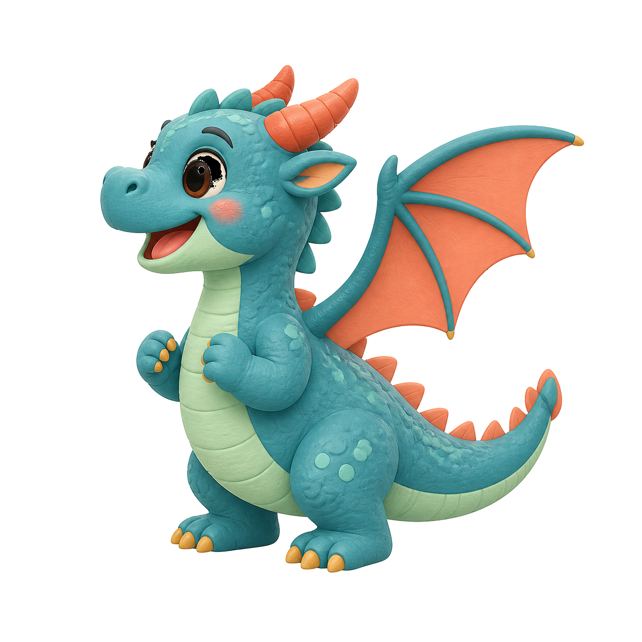 A friendly dragon with a happy face